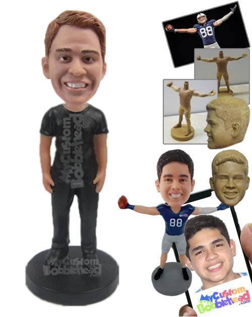 Smiling Gentleman in Casual Attire Personalized Bobblehead