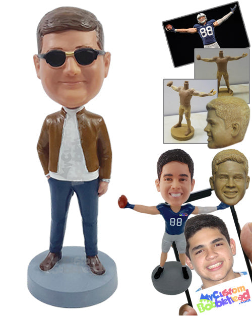 Good-looking Male in a Nice Fashionable Outfit with One Hand Inside Pocket Personalized Bobblehead