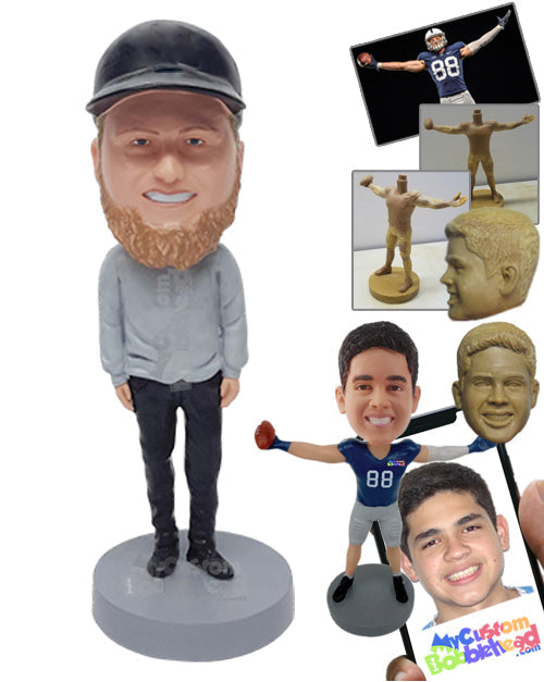 Simple dude wearing a sweater, dark jeans, and shoes Personalized Bobblehead