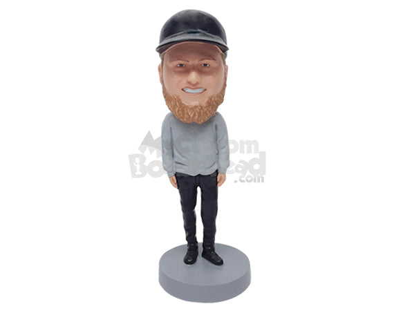 Simple dude wearing a sweater, dark jeans, and shoes Personalized Bobblehead