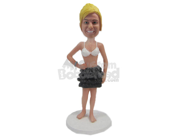 Sexy and Hot Girl in Skirt and Bikini Top Personalized Bobblehead