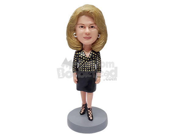 Custom Bobblehead Elegant Secretary wearing nice blouse and fashionable heels - Leisure & Casual Casual Females Personalized Bobblehead & Action Figure