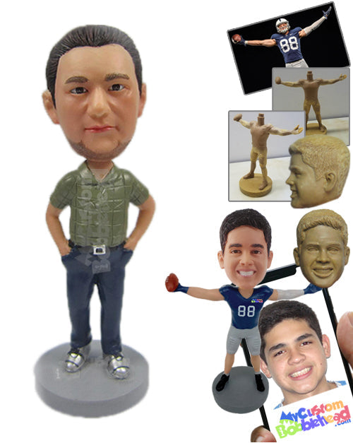 Neat Male in Shiny Shoes with Hands in Pocket Personalized Bobblehead