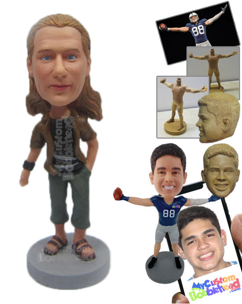 Super Stylish Guy Posing with One Hand in Pocket Personalized Bobblehead