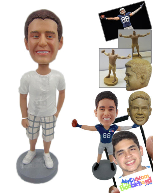 Dapper Male in Cool Stylish Shorts with a Wrist Band Personalized Bobblehead