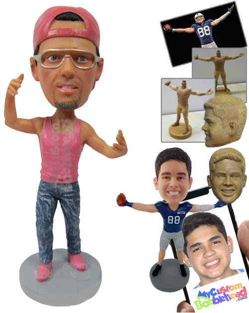 Stylish Dude with Swag Wearing Stylish Glasses and Cap Personalized Bobblehead