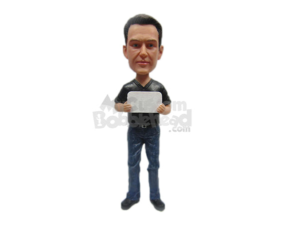 Custom Bobblehead Graceful Guy In Jacket - Leisure & Casual Casual Males Personalized Bobblehead & Cake Topper