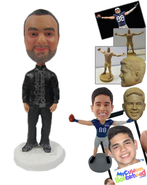 Stylish Bearded Man with a Cool Outfit Personalized Bobblehead