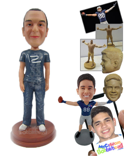 Happy Neat Man in Comfortable Casual Personalized Bobblehead