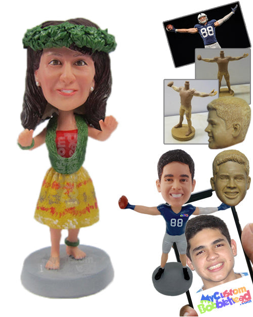 Happy Dancing Woman in Traditional Attire Personalized Bobblehead