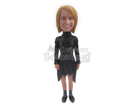 Fashionable Girl in High Neck Stylish Outfit Personalized Bobblehead