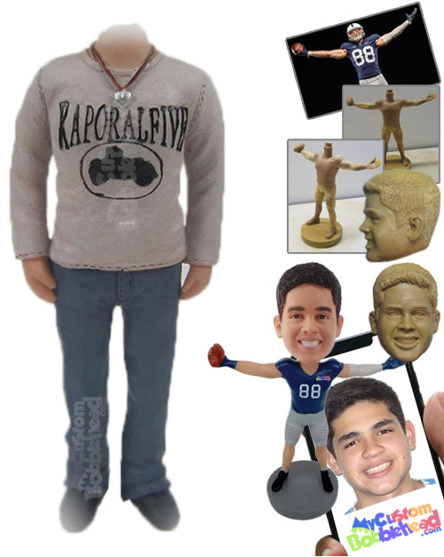 Smart Dude in Stylish T-shirt with a Cool Locket Personalized Bobblehead