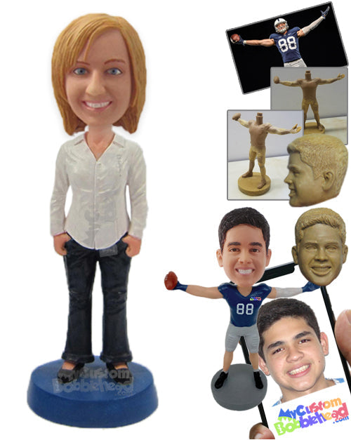 Smart, Bold Female in Shirt and Trouser Personalized Bobblehead