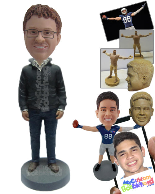 Smart Neat Guy Standing Upright Personalized Bobblehead