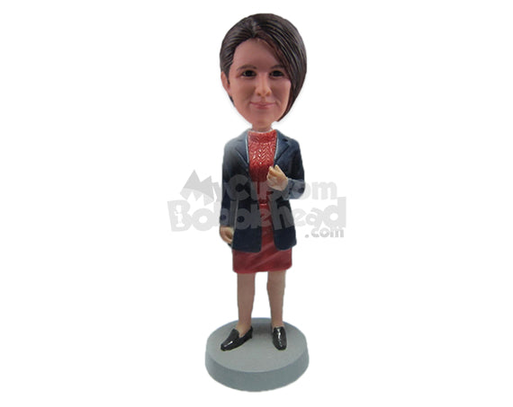 Beautiful Lady in Long Coat Personalized Bobblehead