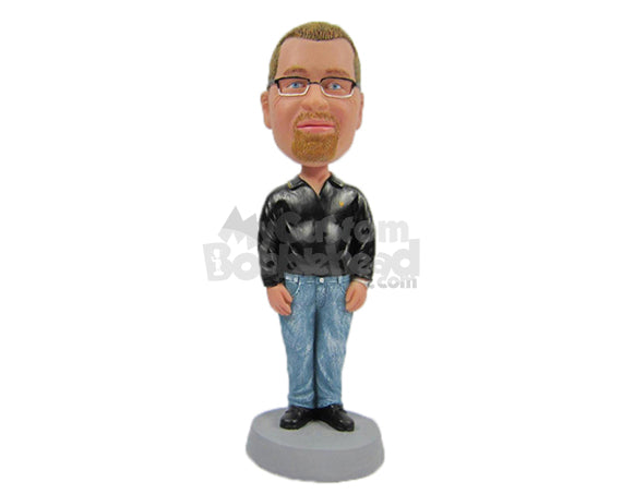 Custom Bobblehead Elegant Gentleman Standing Upright In Stylish Outfit - Leisure & Casual Casual Males Personalized Bobblehead & Cake Topper