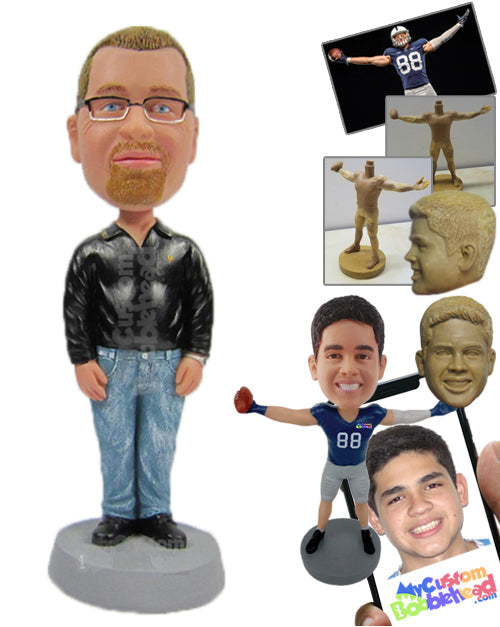 Elegant Gentleman Standing Upright in Stylish Outfit Personalized Bobblehead