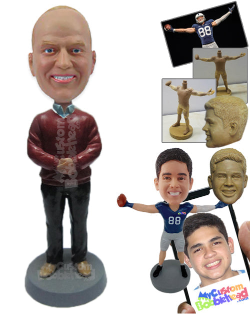 Sophisticated Male in Professional Look with Hand Clenched Personalized Bobblehead