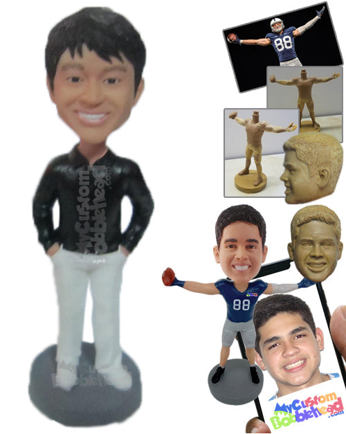 Happy Gentleman in Formals with Hands in Pocket Personalized Bobblehead