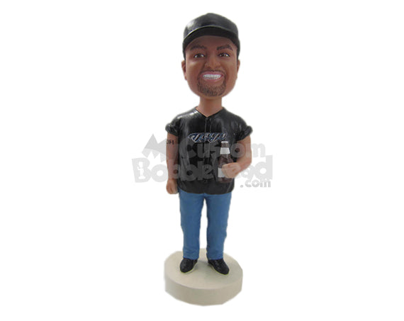 Custom Bobblehead Cool Dude Chilling Out With A Beer - Leisure & Casual Casual Males Personalized Bobblehead & Cake Topper