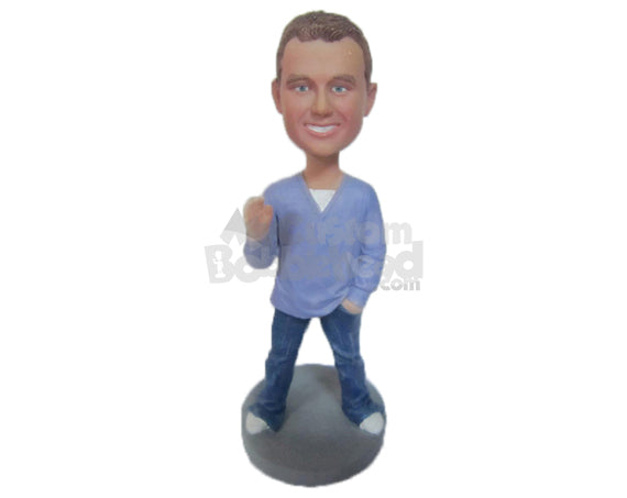 Custom Bobblehead Good Looking Male In Stylish Dress - Leisure & Casual Casual Males Personalized Bobblehead & Cake Topper