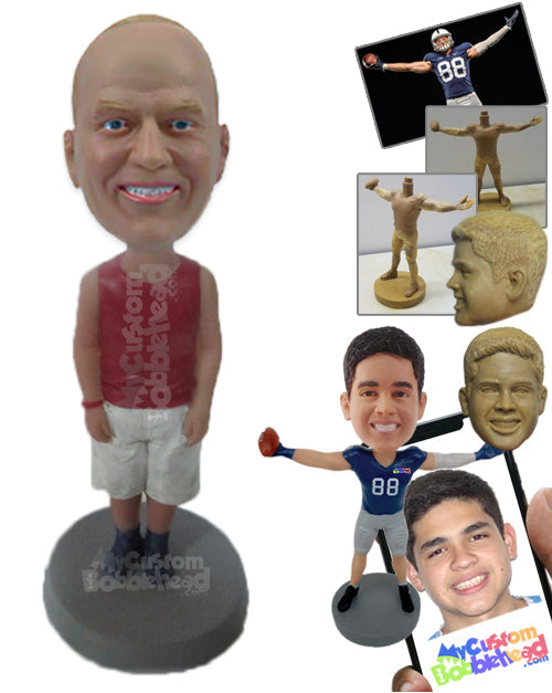 Cool Guy in Shorts and Sleeveless Vest Personalized Bobblehead