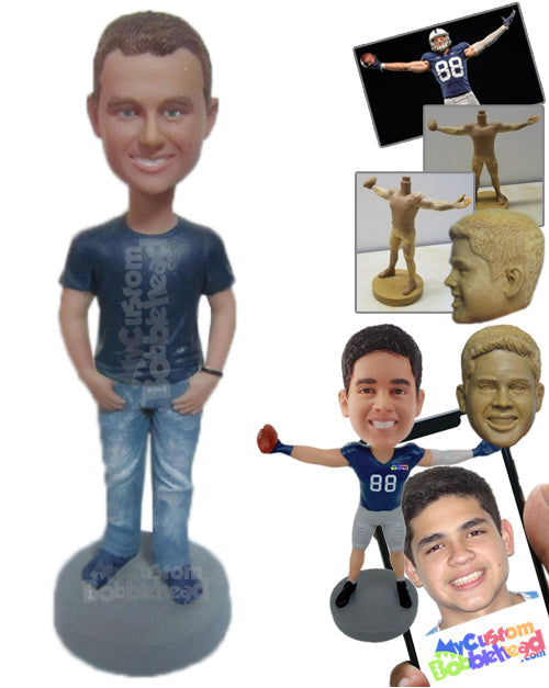 Handsome Muscular Male in Latest Casual Outfit with Hands in Pocket Personalized Bobblehead