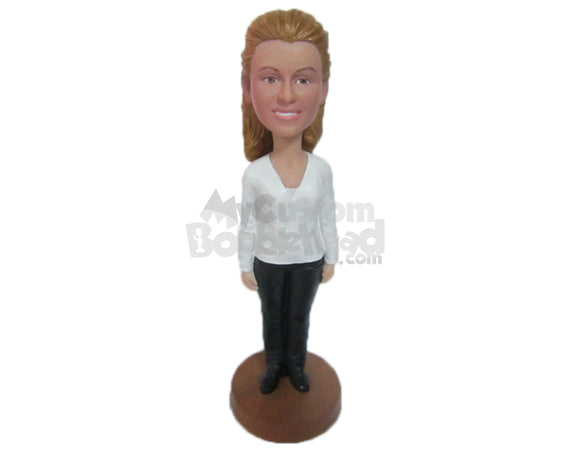 Custom Bobblehead Simple Sophisticated Lady Standing Upright - Leisure & Casual Casual Females Personalized Bobblehead & Cake Topper