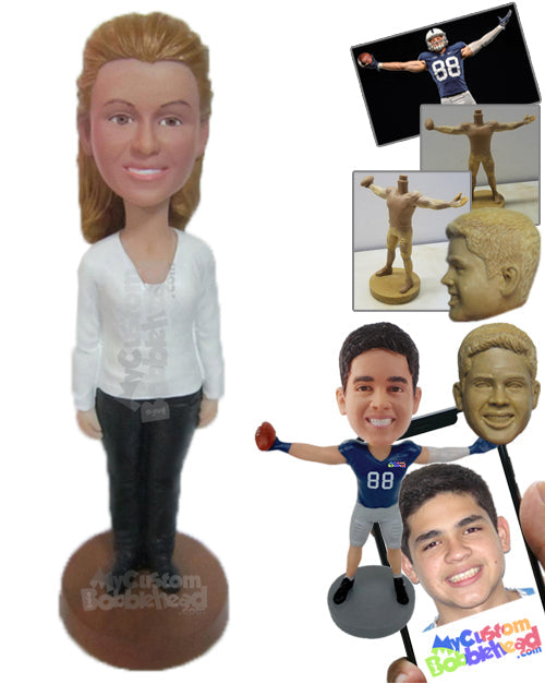 Simple Sophisticated Lady Standing Upright Personalized Bobblehead