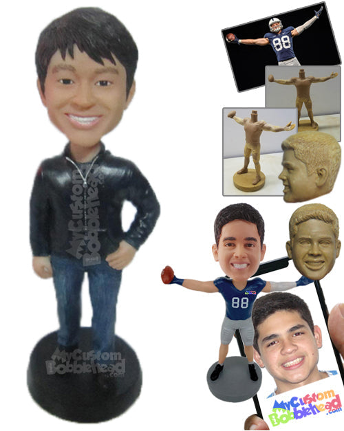 Handsome Dude in Trendy Jacket Personalized Bobblehead