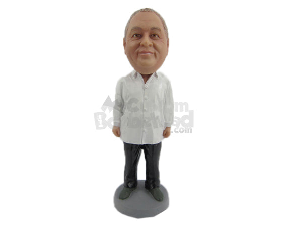 Custom Bobblehead Graceful Man In Comfortable Casuals - Leisure & Casual Casual Males Personalized Bobblehead & Cake Topper