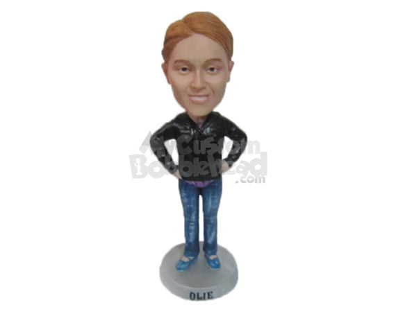 Custom Bobblehead Classy Male In Jacket With Hands On His Waist - Leisure & Casual Casual Males Personalized Bobblehead & Cake Topper