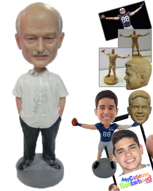 Elegant Gentleman in His Daily Wear with Hands in His Pocket Personalized Bobblehead