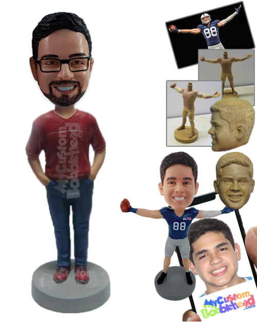 Handsome Dude in Stylish Dress with Hands in His Pocket Personalized Bobblehead