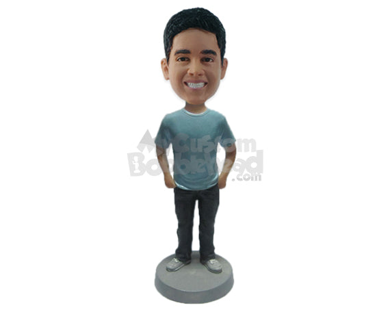 Good Looking Dude in Day-to-Day Outfit Personalized Bobblehead