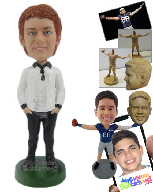 Neat Male in Polo Shirt Personalized Bobblehead