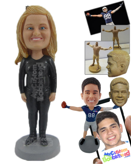 Beautiful Girl Standing Upright in Comfortable Daily Outfit Personalized Bobblehead