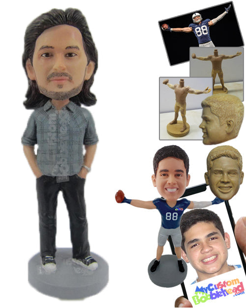 Dashing Dude Killing It with Fancy Fashionable Shirt Personalized Bobblehead