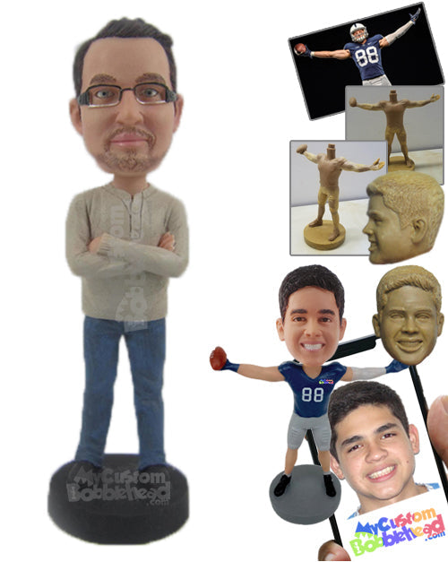 Good Looking Guy with Folded Hands Personalized Bobblehead