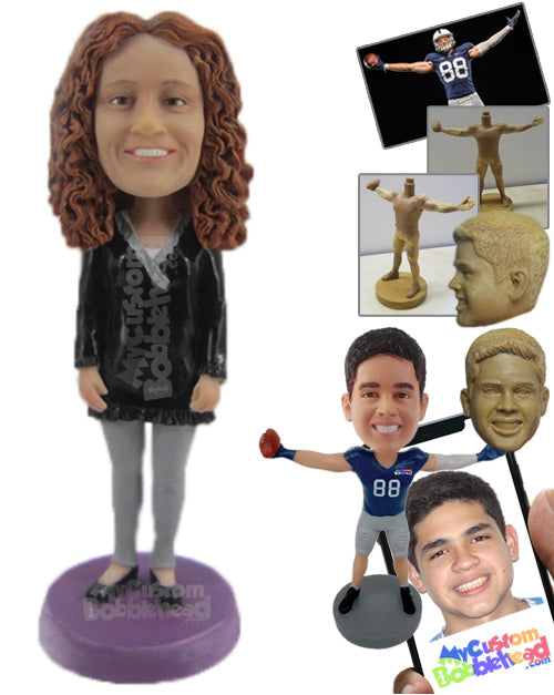 Lovely Lady in a Beautiful Casual Top Personalized Bobblehead