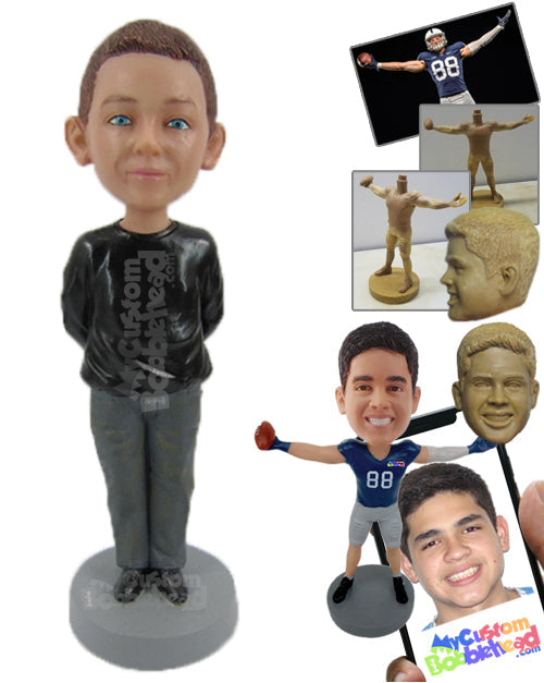 Confident Gentleman Standing Tall, Hands Behind Back Personalized Bobblehead