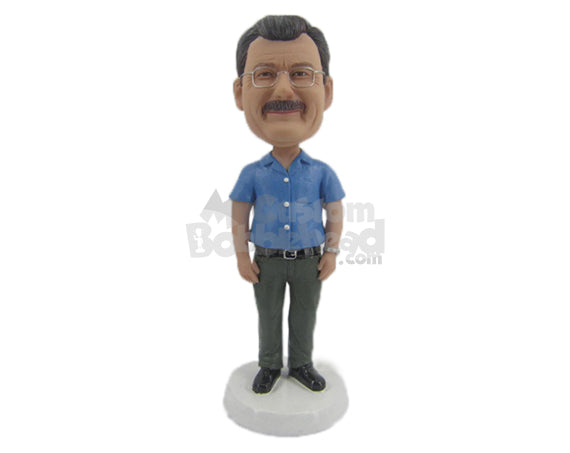 Custom Bobblehead Happy Smart Male Standing Upright - Leisure & Casual Casual Males Personalized Bobblehead & Cake Topper