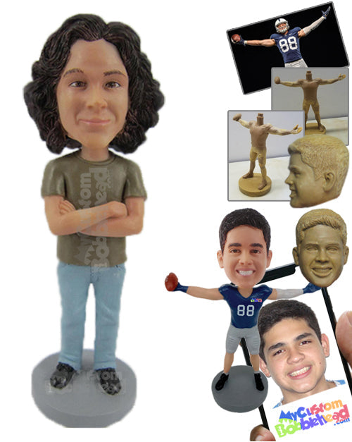 Stylish Dude with Folded Hands Personalized Bobblehead