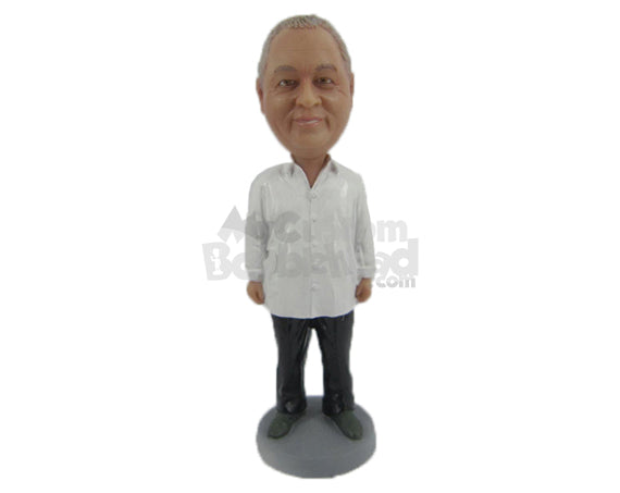 Custom Bobblehead Classic Man In Comfortable Casuals - Leisure & Casual Casual Males Personalized Bobblehead & Cake Topper