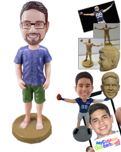 Cool Dude In Stylish Shorts Personalized Bobblehead