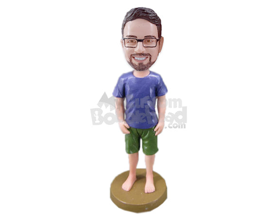 Cool Dude In Stylish Shorts Personalized Bobblehead