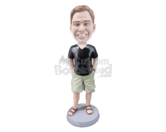 Dude Chilling Out in Shorts and Sandals Personalized Bobblehead