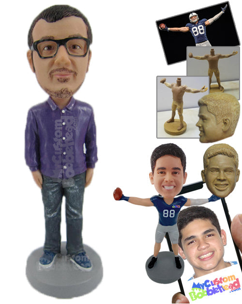 Handsome Male in Trendy Attire Standing Upright Personalized Bobblehead