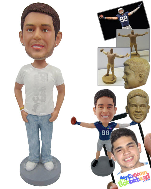 Smart Dude Posing with Hands in Pocket Personalized Bobblehead