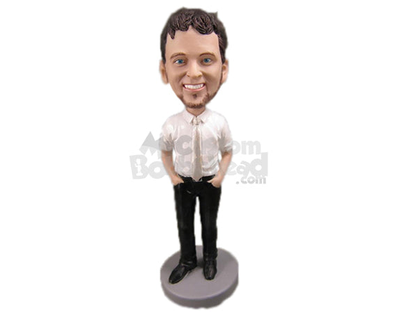 Custom Bobblehead Handsome Man With Perfect Slim Fit Attire - Leisure & Casual Casual Males Personalized Bobblehead & Cake Topper